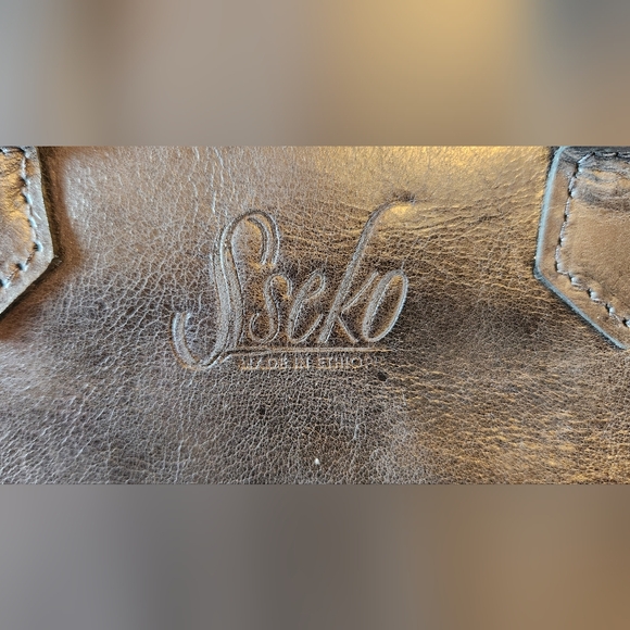 Sseko Vintage Leather Satchel Black Handbag Boho - Picture 5 of 11